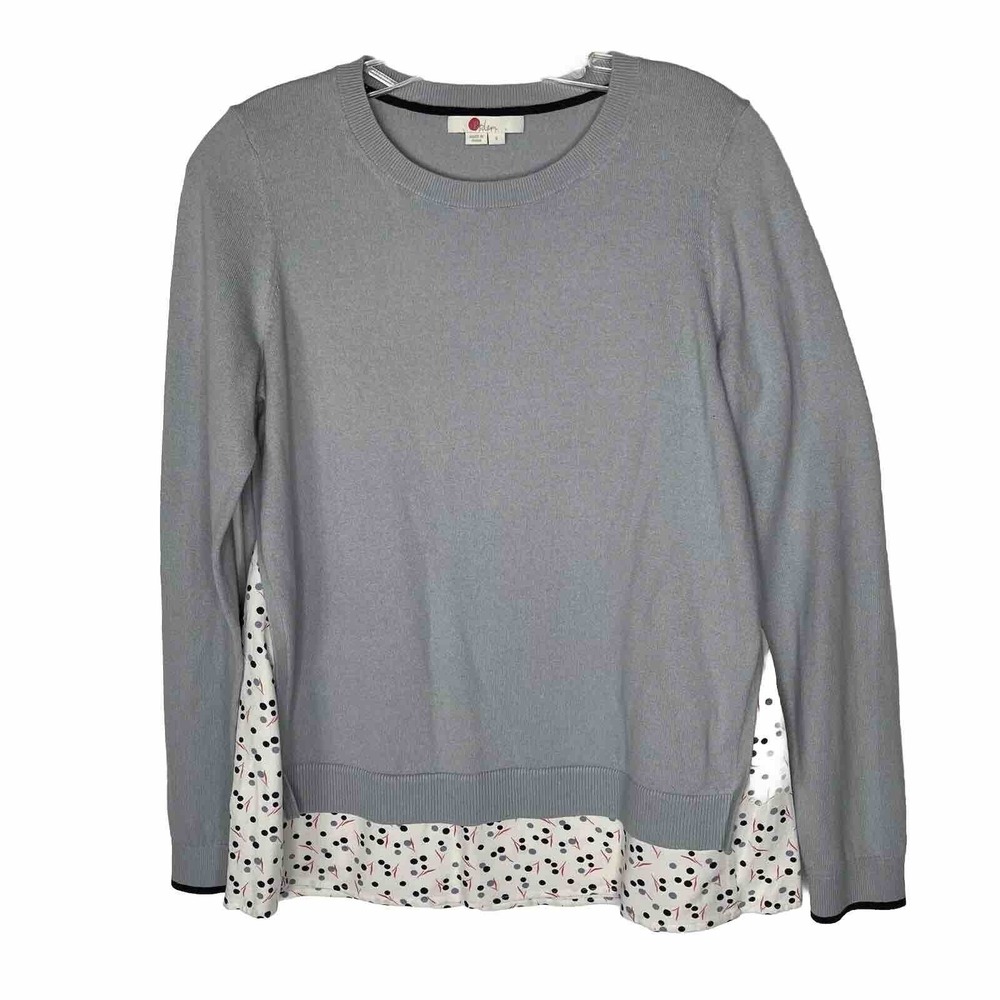 Boden Blue Grey Lightweight Women's Sweater with‎ Peek A Boo Shirttail Hem S